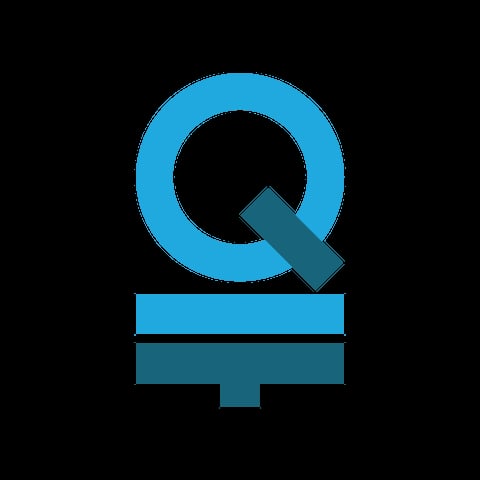 Female gender symbol icon in blue with circular top and cross base on black background